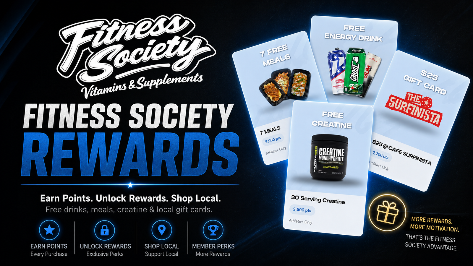 Fitness Society supplement rewards program in Melbourne Florida