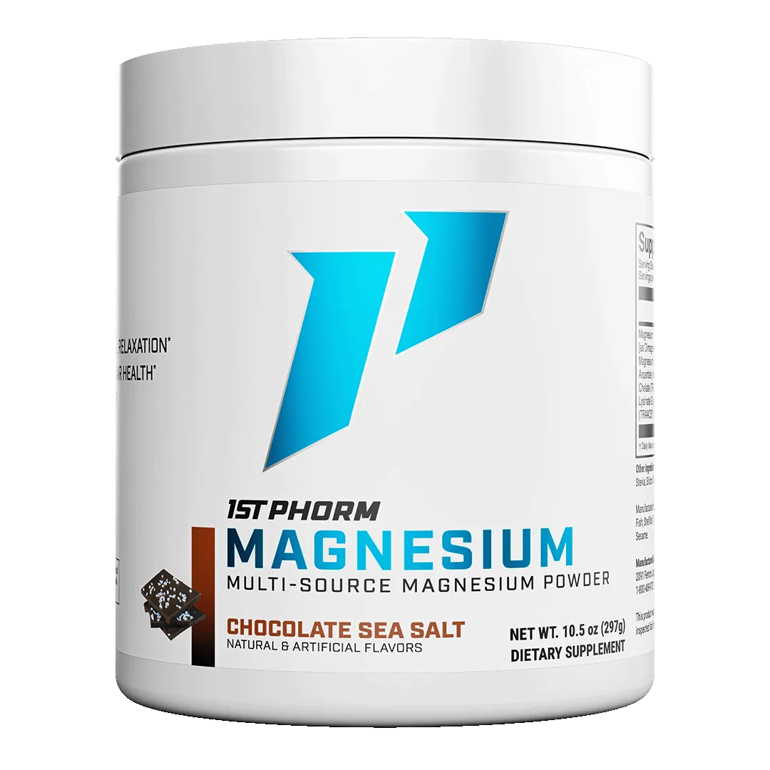 Chocolate Salt 1st Phorm Magnesium at Fitness Society - essential mineral supplement for muscle function and relaxation available at supplements near me in Melbourne, Florida"