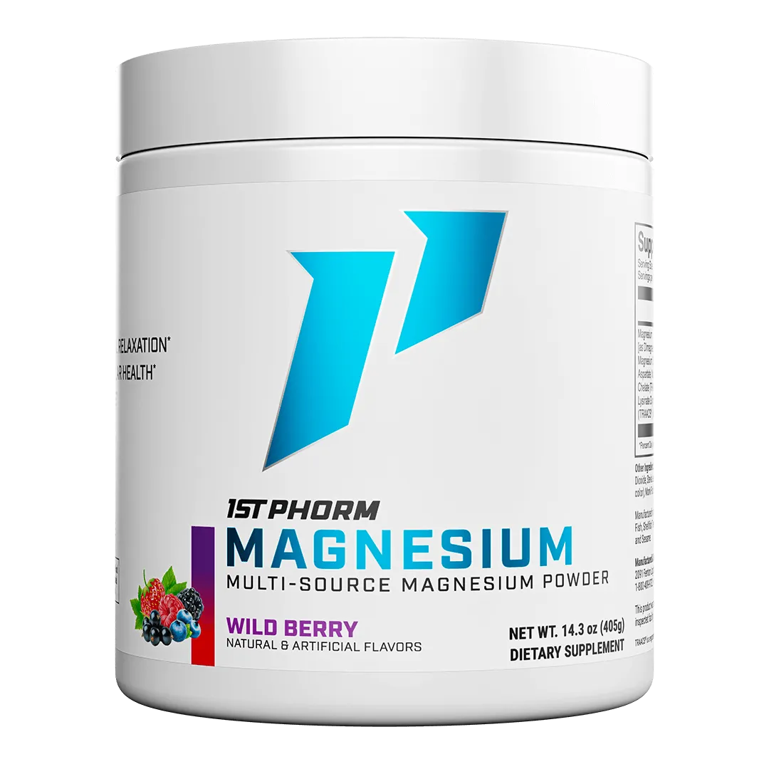 Wild Berry 1st Phorm Magnesium at Fitness Society - essential mineral supplement for muscle function and relaxation available at supplements near me in Melbourne, Florida"