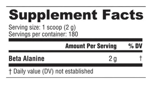 Beta Alanine Nutrabio supplement facts