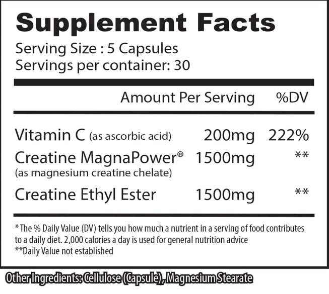 ingredients for xAlpha Supps Creatine HCL at Fitness Society - concentrated creatine hydrochloride for enhanced absorption available at supplements near me in Melbourne, Florida