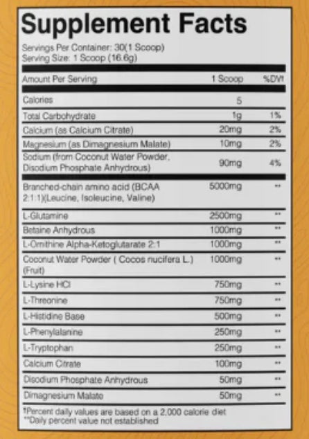 Frontline Amino Acid Supplement facts