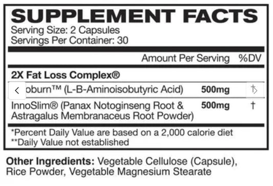 2x supplement facts