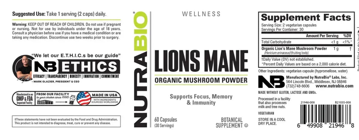 Nutrabio Lion's Mane information