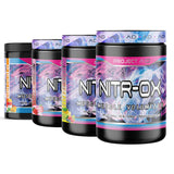 Four containers of NTR-OX Muscle Volumizer on a white background