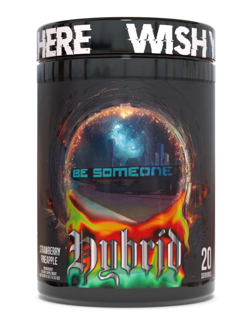 Black supplement container with colorful design and text on a white background

hybrid kilo labs pre workout